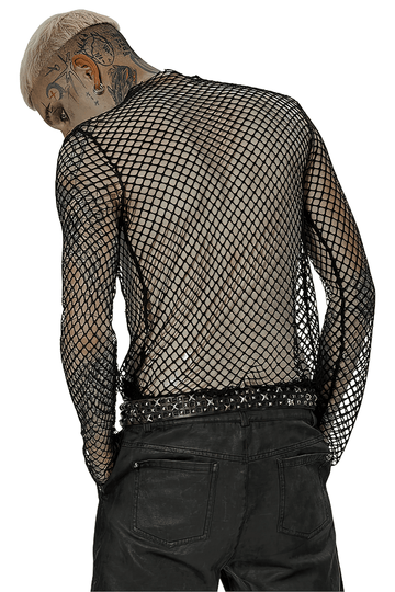 Edgy Gothic Punk Rhombus Mesh Top for Stylish Appeal